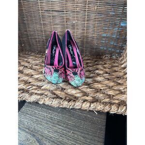 Ed Hardy Adult Women's Pink Black Koi Gold Fish Printed Stiletto Heel Size 5